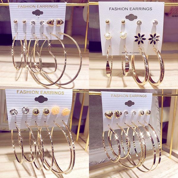 hoop & huggie women's earring set 6 pairs with creative simple pearl circle multi- earrings 2021 fashion accessories party gift, Golden;silver
hoop & huggie women's earring set 6 pairs with creative simple pearl circle multi- earrings 2021 fashion accessories party gift, Golden;silver