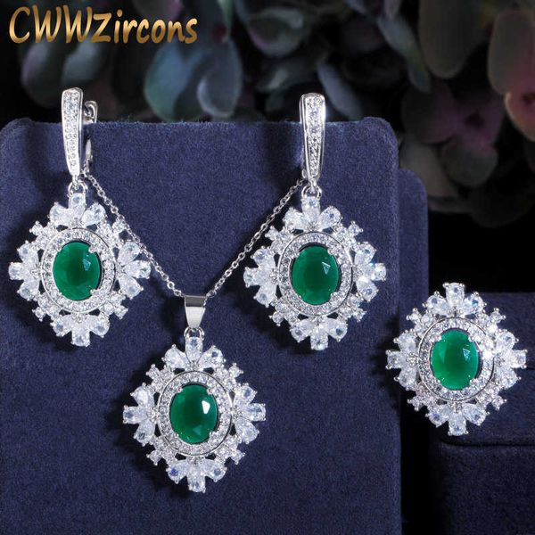 3pcs shiny green stone zircon flower drop cz necklace earring and ring elegant women party costume jewelry sets t434 210714, Silver
3pcs shiny green stone zircon flower drop cz necklace earring and ring elegant women party costume jewelry sets t434 210714, Silver