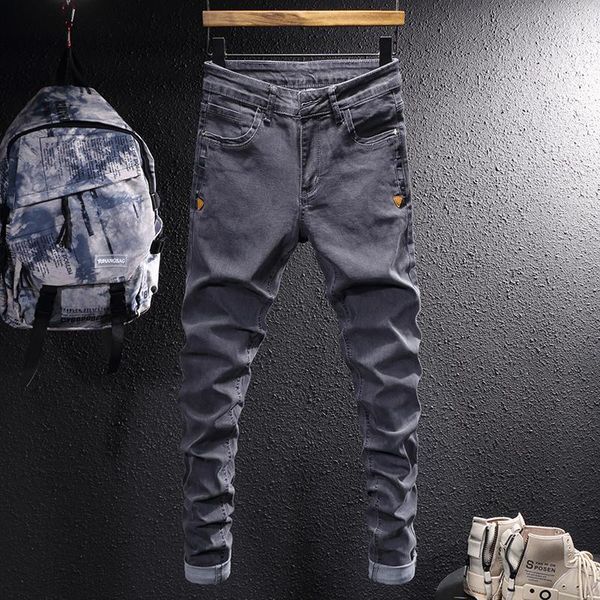 men's jeans ly designer fashion men retro black gray slim fit elastic casual denim pencil pants street korean style stretch, Blue
men's jeans ly designer fashion men retro black gray slim fit elastic casual denim pencil pants street korean style stretch, Blue