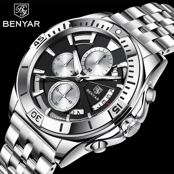 wristwatches benyar men watch luxury quartz brand fashion sports chronograph watches reloj hombre, Slivery;brown
wristwatches benyar men watch luxury quartz brand fashion sports chronograph watches reloj hombre, Slivery;brown