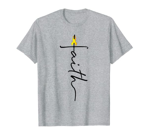 Christian Cross Faith Gold Ribbon Childhood Cancer Awareness T-Shirt, Mainly pictures
Christian Cross Faith Gold Ribbon Childhood Cancer Awareness T-Shirt, Mainly pictures