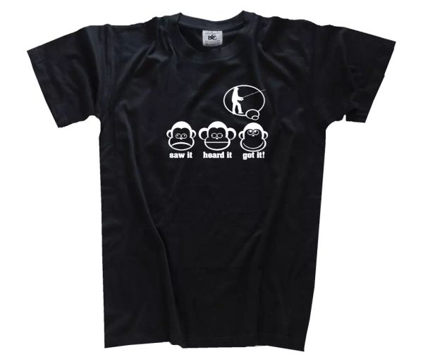 three monkeys saw it heard it got it angler i fishing fish rod t-shirt s-xxxl, White;black
three monkeys saw it heard it got it angler i fishing fish rod t-shirt s-xxxl, White;black