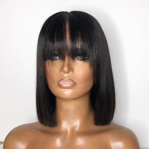2x6 lace closure wig fringe front human hair wigs with bangs 150% peruvian pre plucked bob natural black1, Black;brown
2x6 lace closure wig fringe front human hair wigs with bangs 150% peruvian pre plucked bob natural black1, Black;brown