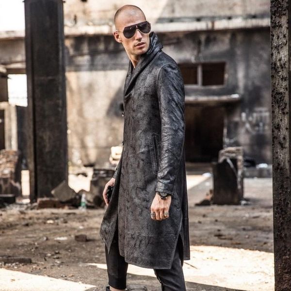 men's leather & faux 2021 winter men long sheepksin genuine jacket loose fit trench coat gothic man military midi real overcoat, Black
men's leather & faux 2021 winter men long sheepksin genuine jacket loose fit trench coat gothic man military midi real overcoat, Black