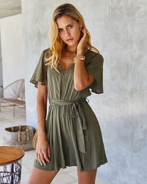 women's jumpsuits & rompers summer wowen casual loose romper v neck butterfly sleeve solid color playsuit with sash soft daily lady, Black;white
women's jumpsuits & rompers summer wowen casual loose romper v neck butterfly sleeve solid color playsuit with sash soft daily lady, Black;white