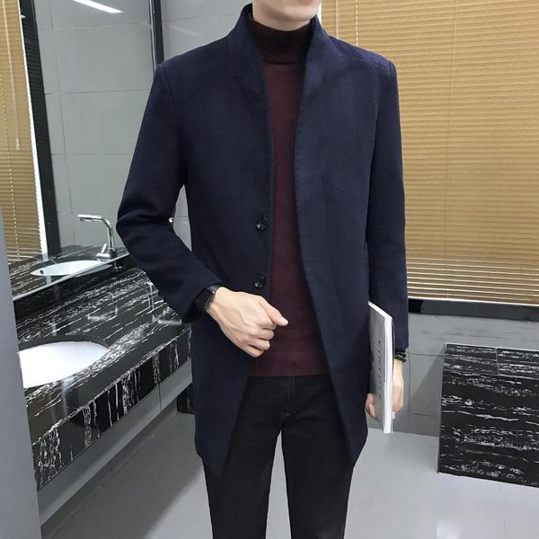 men's wool & blends autumn winter fashion casual woolen windbreaker / solid color coat trench jacket h496, Black
men's wool & blends autumn winter fashion casual woolen windbreaker / solid color coat trench jacket h496, Black