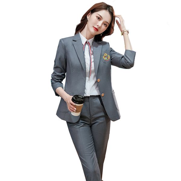women's suits & blazers 2021 latest korean design gray women pant suit ladies jacket blazer and trousers college style 2 piece set for, White;black
women's suits & blazers 2021 latest korean design gray women pant suit ladies jacket blazer and trousers college style 2 piece set for, White;black