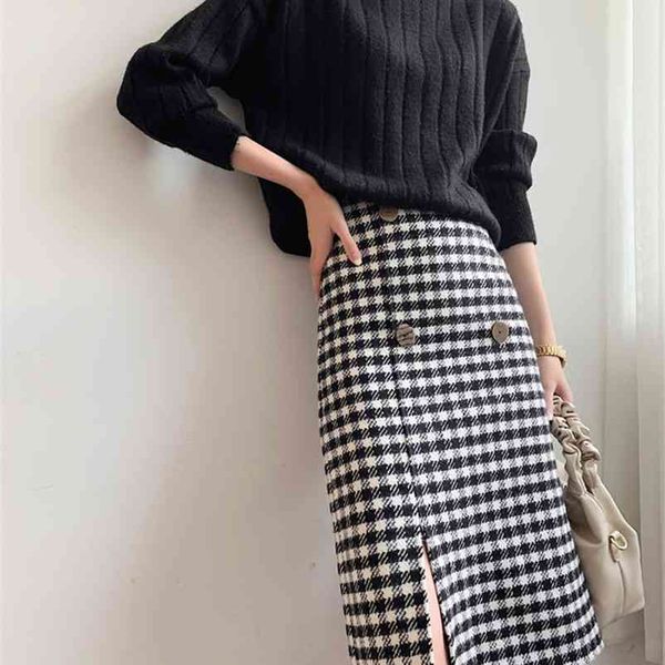 the new houndstooth woolen skirt korean style temperament all-match thinner, one-step split a-line skirt 210412, Black
the new houndstooth woolen skirt korean style temperament all-match thinner, one-step split a-line skirt 210412, Black