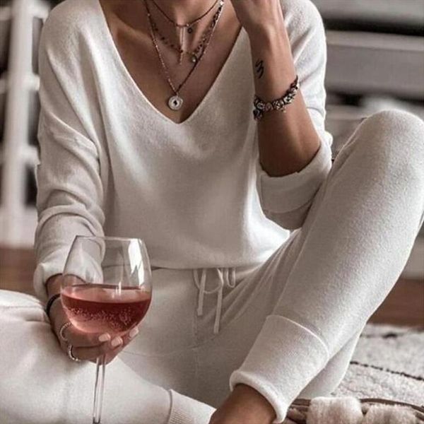 women's tracksuits women sets v-neck soft knit two-piece set ladies warm long sleeve and drawstring pant fashion casual home suit, Gray
women's tracksuits women sets v-neck soft knit two-piece set ladies warm long sleeve and drawstring pant fashion casual home suit, Gray