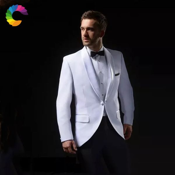 men's suits & blazers white wedding men tuxedos groom wear 2 pieces (jacket+pants) shawl lapel bridegroom prom blazer costume homm p73v, White;black
men's suits & blazers white wedding men tuxedos groom wear 2 pieces (jacket+pants) shawl lapel bridegroom prom blazer costume homm p73v, White;black