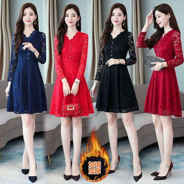 lace sleeve casual dresses large autumn dress women's middle and long fashion bottoming skirt trend, Black;gray
lace sleeve casual dresses large autumn dress women's middle and long fashion bottoming skirt trend, Black;gray
