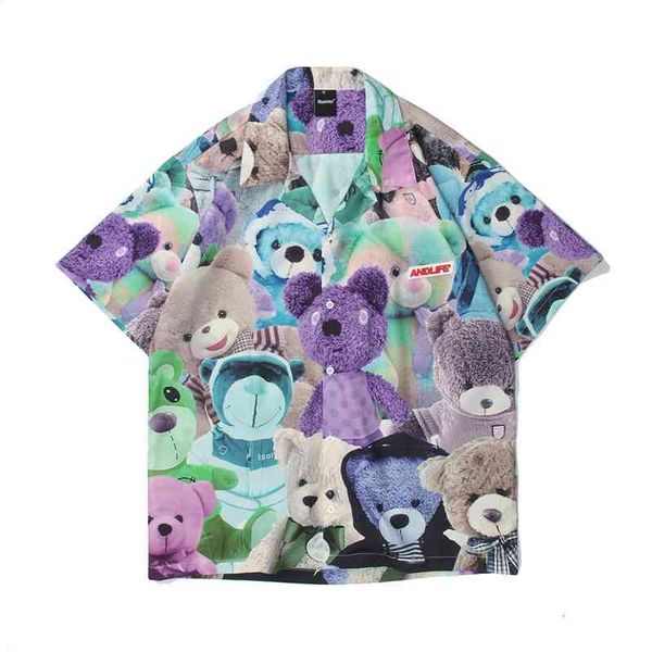 men's casual shirts harajuku lapel cartoon bear full print hawaiian for men and women short sleeve oversize summer shirt wbzd, White;black
men's casual shirts harajuku lapel cartoon bear full print hawaiian for men and women short sleeve oversize summer shirt wbzd, White;black