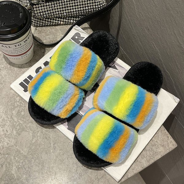 slippers in autumn and winter women's home warm colorful mao mao flat open cotton slippers, Black
slippers in autumn and winter women's home warm colorful mao mao flat open cotton slippers, Black