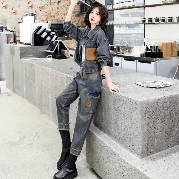 women's two piece pants denim suit 2021 spring autumn fashion fried street korean outfit high waist slim two-piece set for women street, White
women's two piece pants denim suit 2021 spring autumn fashion fried street korean outfit high waist slim two-piece set for women street, White