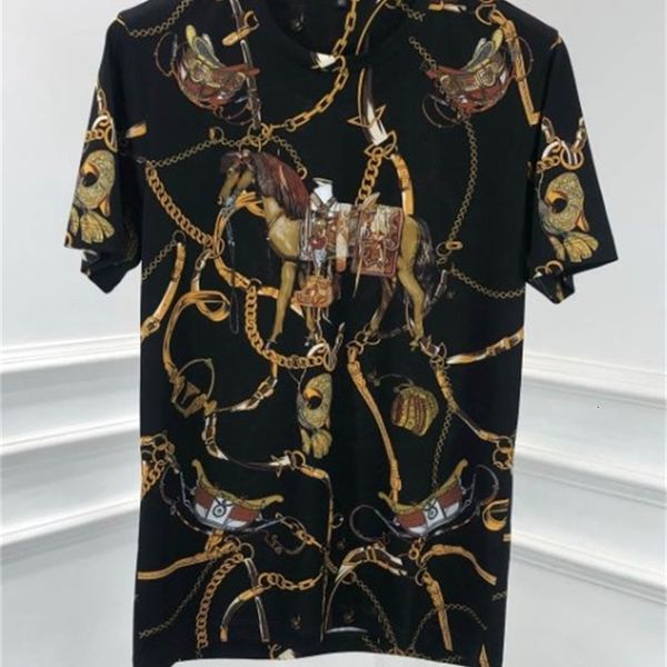 t shirts 20ss brand fashion horse royal gothic punk casual print cotton tee for men, White;black
t shirts 20ss brand fashion horse royal gothic punk casual print cotton tee for men, White;black