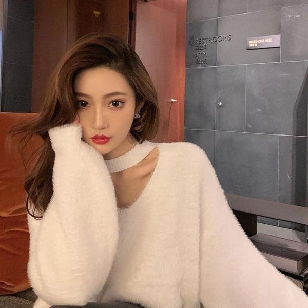 women's sweaters winter solid casual fleece sweater women sweet designer pullover female loose korean streetwear clothing, White;black
women's sweaters winter solid casual fleece sweater women sweet designer pullover female loose korean streetwear clothing, White;black