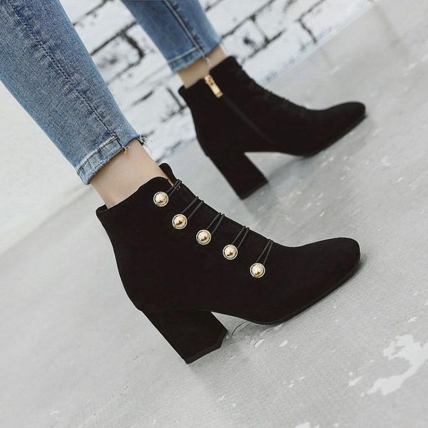 boots fanyuan flock retro square toe elegant ankle metal decoration high heel zipper winter women shoes big size 33-46, Black
boots fanyuan flock retro square toe elegant ankle metal decoration high heel zipper winter women shoes big size 33-46, Black