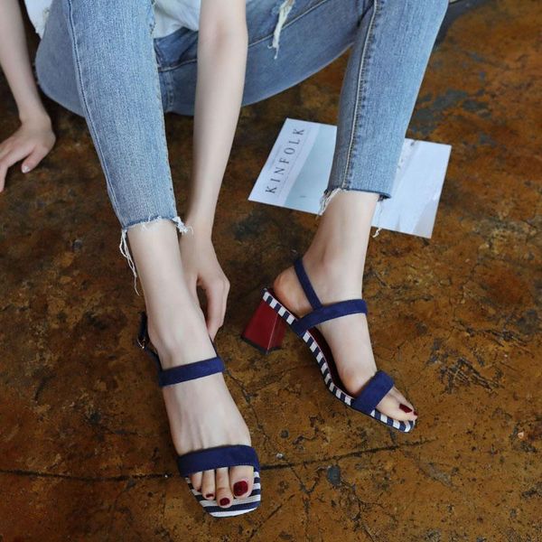 fashion women striped flock sandals plus size female high heels woman square heel buckle back strap party shoes, Black
fashion women striped flock sandals plus size female high heels woman square heel buckle back strap party shoes, Black