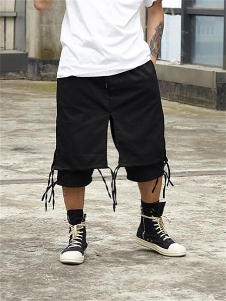 men's pants wide leg trouser skirt summer lace double splicing design split loose large size seven minutes, Black
men's pants wide leg trouser skirt summer lace double splicing design split loose large size seven minutes, Black
