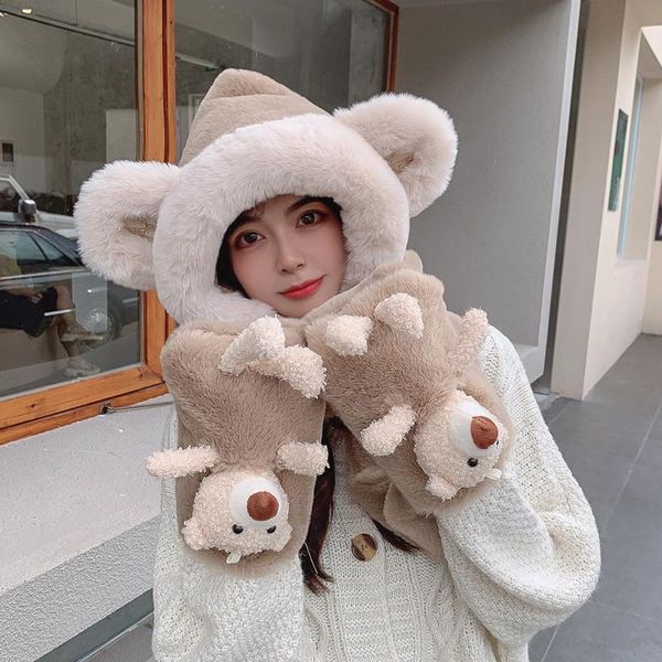hats, scarves & gloves sets winter hat cute bear imitation fur warm scarf cap three-piece suit women thick bib one set, Blue;gray
hats, scarves & gloves sets winter hat cute bear imitation fur warm scarf cap three-piece suit women thick bib one set, Blue;gray