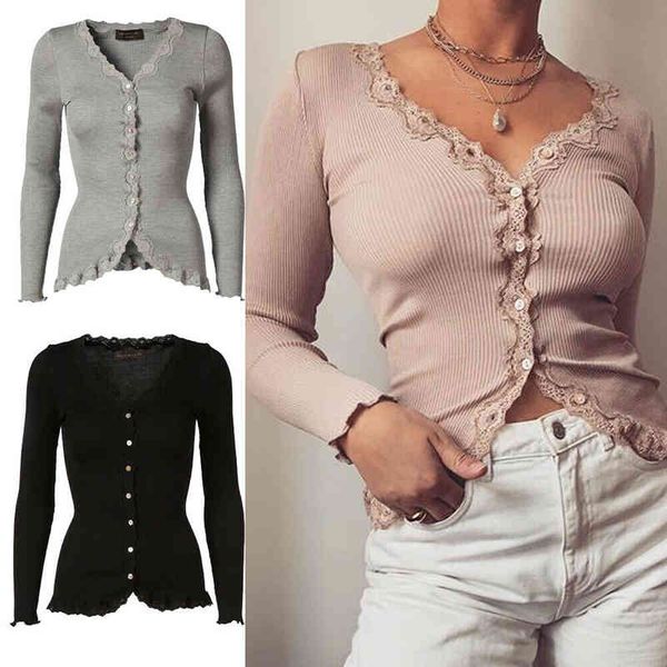 women's t-shirt fashion trend autumn pre-fall casual long sleeve v neck knitted t-shirts lace patchwork jumper knitwear tees, White
women's t-shirt fashion trend autumn pre-fall casual long sleeve v neck knitted t-shirts lace patchwork jumper knitwear tees, White
