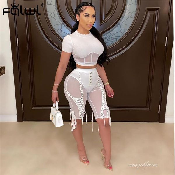 women's shorts fqlwl lace up see through white mesh women bandage spandex high waist female ladies club black, White;black
women's shorts fqlwl lace up see through white mesh women bandage spandex high waist female ladies club black, White;black
