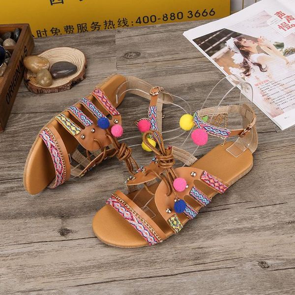 big size ethnic mixed color rivets cross band hollow gladiator sandals summer women flats pompom metal chain leaf buckle, Black
big size ethnic mixed color rivets cross band hollow gladiator sandals summer women flats pompom metal chain leaf buckle, Black
