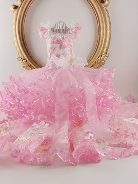 handmade dog clothes gorgeous applique embroidery pink wedding dress long tail pet chapel train gown apparel
handmade dog clothes gorgeous applique embroidery pink wedding dress long tail pet chapel train gown apparel