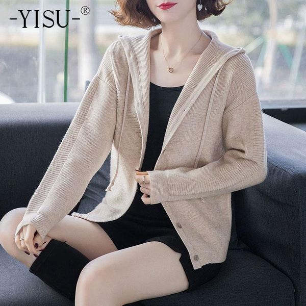 women's knits & tees yisu wool 2021 women spring sweater solid color hooded collar female casual buttons thin section knitted cardigan, White
women's knits & tees yisu wool 2021 women spring sweater solid color hooded collar female casual buttons thin section knitted cardigan, White