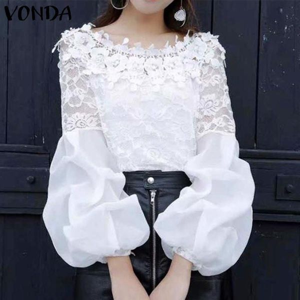 women's blouses & shirts vonda summer lace 2021 women o neck casual long lantern sleeve hollow out plus size bohemian blusas 5xl, White
women's blouses & shirts vonda summer lace 2021 women o neck casual long lantern sleeve hollow out plus size bohemian blusas 5xl, White