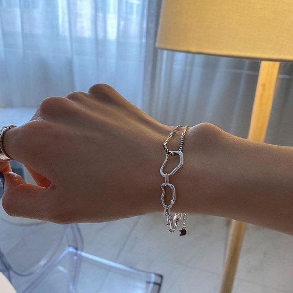 link, chain silver color korean irregular geometric bracelet female simple unique design retro temperament jewelry gifts wholesale, Black
link, chain silver color korean irregular geometric bracelet female simple unique design retro temperament jewelry gifts wholesale, Black