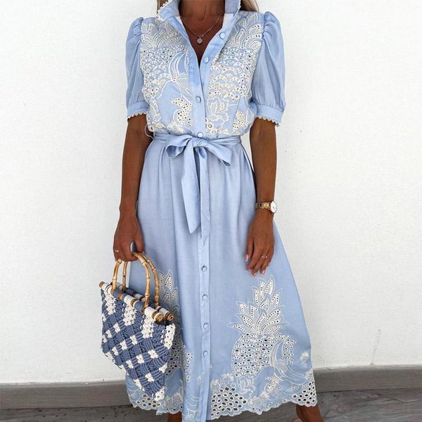 party dresses 2021 summer puff sleeve lace dress hollow out patchwork embroidery long elegant women tie-up belted shirt, White;black
party dresses 2021 summer puff sleeve lace dress hollow out patchwork embroidery long elegant women tie-up belted shirt, White;black
