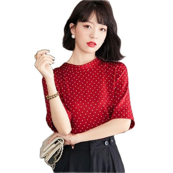 women's blouses & shirts 2021 summer fashion wave dot shirt chiffon short sleeve t-shirt, White
women's blouses & shirts 2021 summer fashion wave dot shirt chiffon short sleeve t-shirt, White