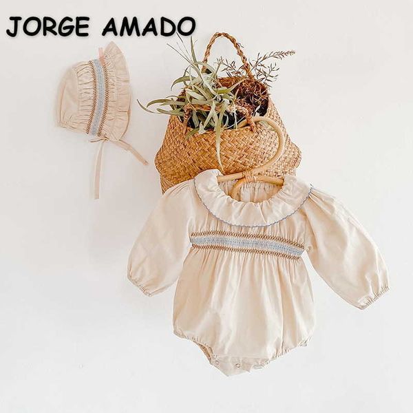 spring baby girls bodysuit apricot white long puff sleeves ruffles collar jumpsuit with cap born cute clothes e2041 210610, Blue
spring baby girls bodysuit apricot white long puff sleeves ruffles collar jumpsuit with cap born cute clothes e2041 210610, Blue