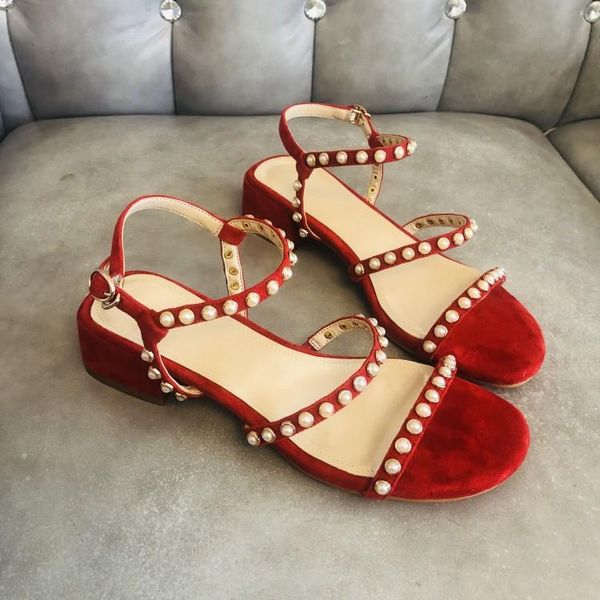 dress shoes girl's fashion summer red suede leather 4cm block heel double strap pearl embellished sandals, Black
dress shoes girl's fashion summer red suede leather 4cm block heel double strap pearl embellished sandals, Black