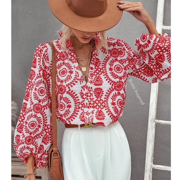 women's blouses & shirts boho inspired red embroidery blouse women long sleeve v-neck bohemian plus size spring summer 2022 shirt, White
women's blouses & shirts boho inspired red embroidery blouse women long sleeve v-neck bohemian plus size spring summer 2022 shirt, White