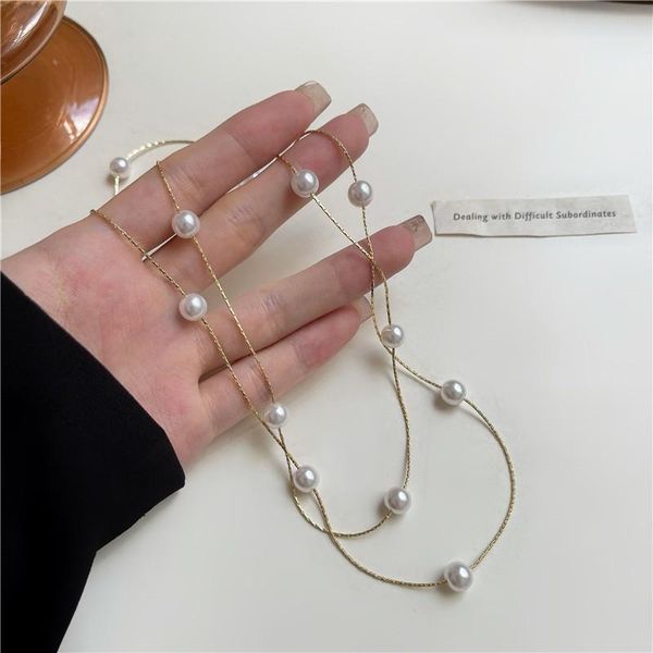 chokers fashion double-layer simple pearl clavicle chain personality design necklace for women korean romantic style prom accessories, Golden;silver
chokers fashion double-layer simple pearl clavicle chain personality design necklace for women korean romantic style prom accessories, Golden;silver
