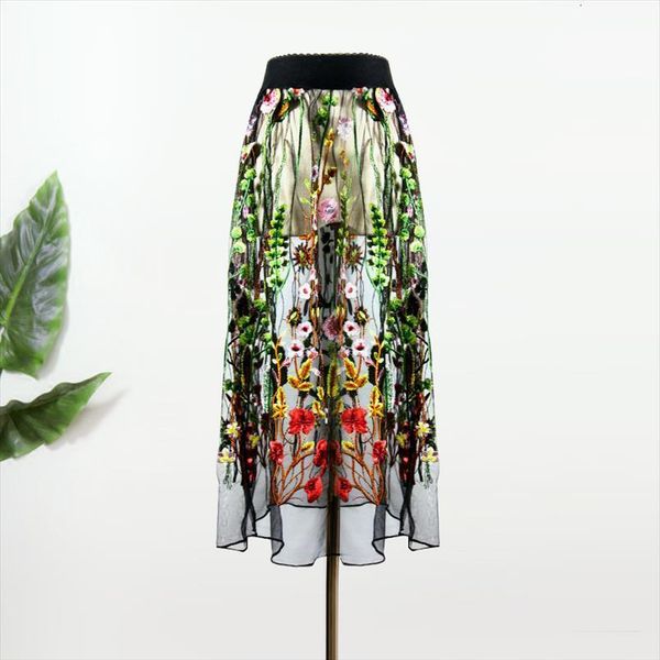 lace mesh floral embroidery women skirt midi vintage elegant all match transparent black a line female
lace mesh floral embroidery women skirt midi vintage elegant all match transparent black a line female