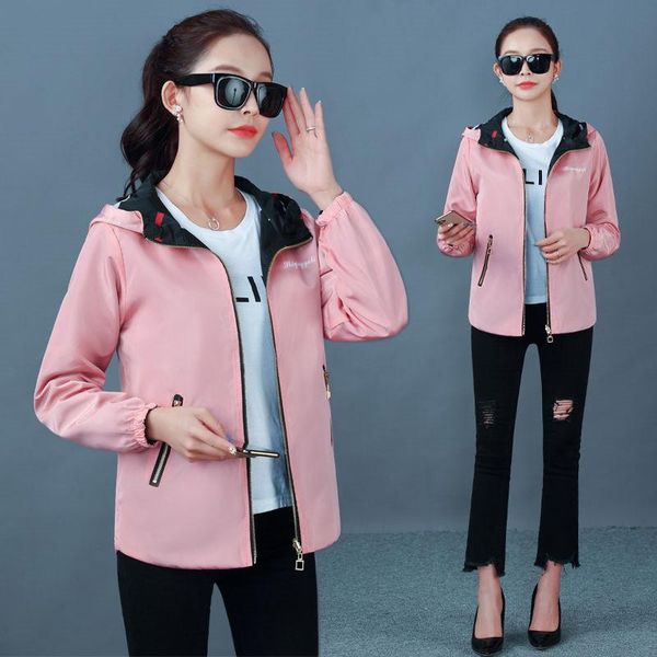 women's jackets 2021 spring autumn fashion women jacket pocket zipper hooded windbreaker famale two side wear outwear loose coat plus s, Black;brown
women's jackets 2021 spring autumn fashion women jacket pocket zipper hooded windbreaker famale two side wear outwear loose coat plus s, Black;brown