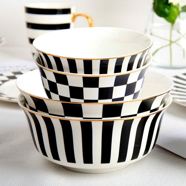 geometric black and white bowl european ceramic simple creative couple's breakfast instant noodle bowls
geometric black and white bowl european ceramic simple creative couple's breakfast instant noodle bowls