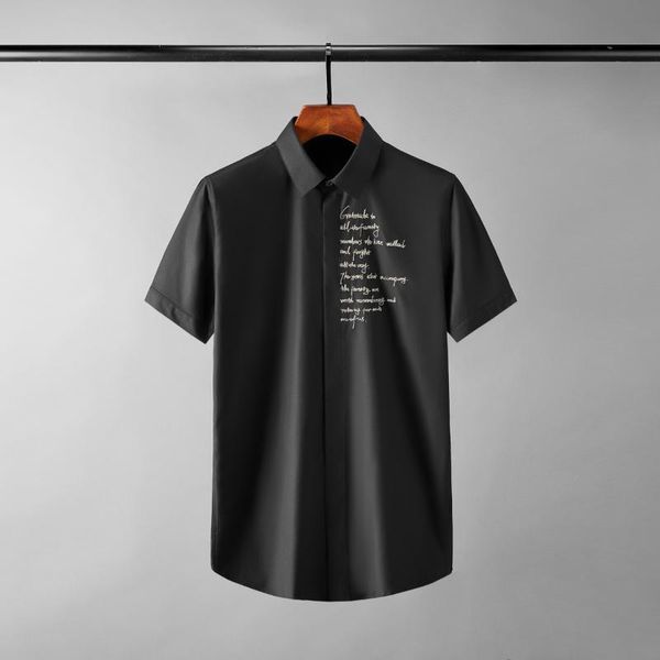 men's casual shirts cotton male luxury letter embroidery short sleeve mens dress fashion slim fit party man 4xl, White;black
men's casual shirts cotton male luxury letter embroidery short sleeve mens dress fashion slim fit party man 4xl, White;black