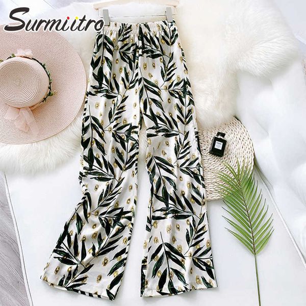 surmiitro summer ice silk satin fashion long wide leg pants women korean style floral print high waist trousers female 210712, Black;white
surmiitro summer ice silk satin fashion long wide leg pants women korean style floral print high waist trousers female 210712, Black;white