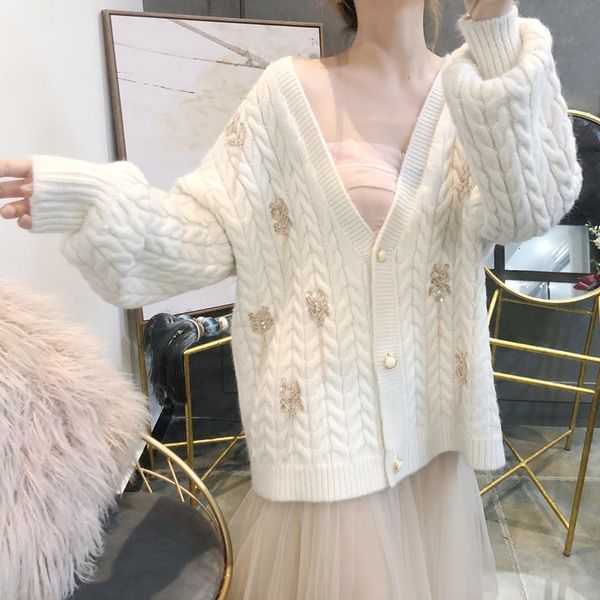 women's jackets wheat spike knitted women cardigan 2021 autumn winter v neck single breasted loose thick sweater coat female knitting, Black;brown
women's jackets wheat spike knitted women cardigan 2021 autumn winter v neck single breasted loose thick sweater coat female knitting, Black;brown