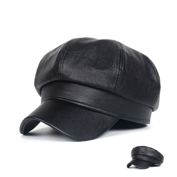 female leather hat korean autumn winter british octagonal literary and artistic versatile warm painter hat, Blue;gray
female leather hat korean autumn winter british octagonal literary and artistic versatile warm painter hat, Blue;gray