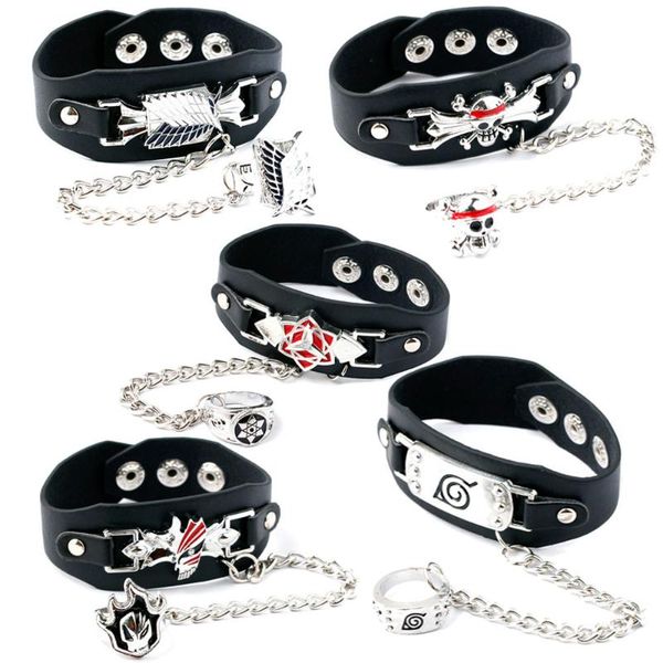 bangle anime attack on titan bangles leather bracelet with ring punk finger rings for man and women adjustable jewelry, Black
bangle anime attack on titan bangles leather bracelet with ring punk finger rings for man and women adjustable jewelry, Black