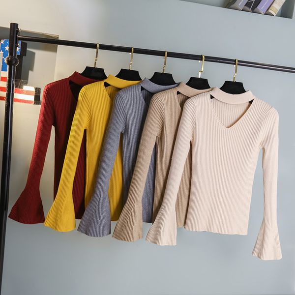 fall winter chic v neck fashionable all match slim fit flared sleeve sweater women's long sleeved bottoming shirt 210520, White;black
fall winter chic v neck fashionable all match slim fit flared sleeve sweater women's long sleeved bottoming shirt 210520, White;black