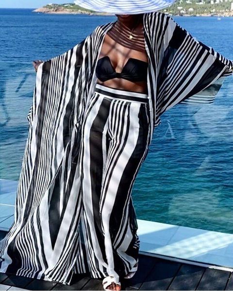 women's two piece pants 2021 summer fashion stripe loose large size long sleeve printing temperament casual sets, White
women's two piece pants 2021 summer fashion stripe loose large size long sleeve printing temperament casual sets, White
