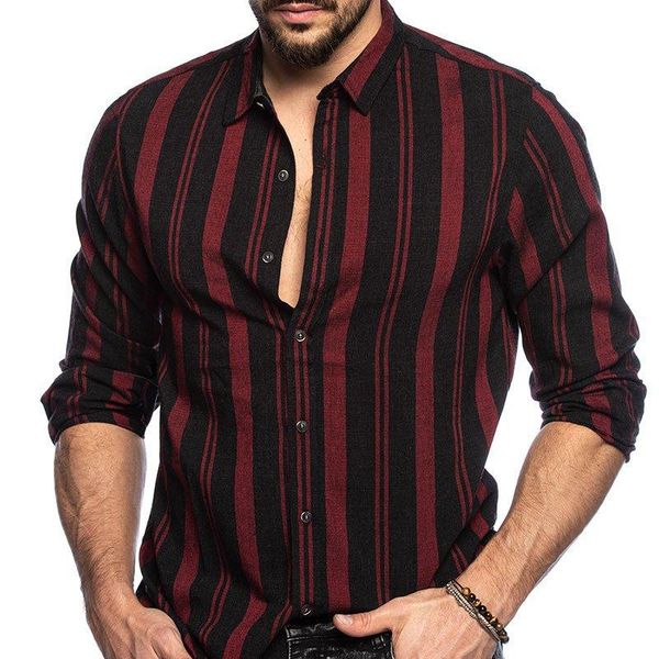 men's casual shirts icclek 2021 spring and summer striped shirt slim multi-color lapel long-sleeved, White;black
men's casual shirts icclek 2021 spring and summer striped shirt slim multi-color lapel long-sleeved, White;black