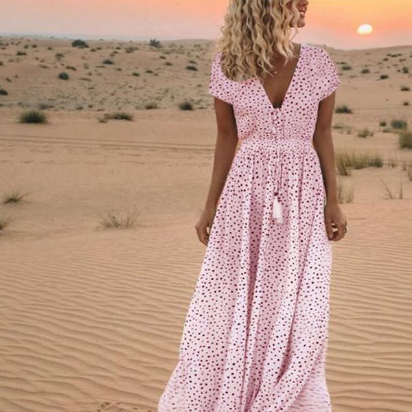 summer short sleeve dot print women dress tassels v neck long beach maxi casual elegant, Black;gray
summer short sleeve dot print women dress tassels v neck long beach maxi casual elegant, Black;gray