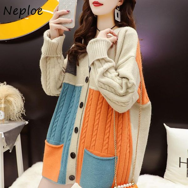 women's knits & tees neploe stitching twist thread v-neck woman sweater jacket korean loose single cardigan breasted autumn fashion swe, White
women's knits & tees neploe stitching twist thread v-neck woman sweater jacket korean loose single cardigan breasted autumn fashion swe, White